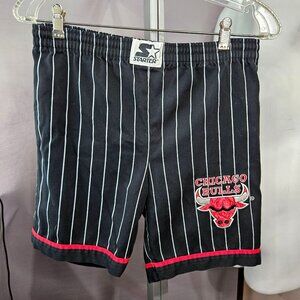 Starter Chicago Bulls Kids Shorts L Jersey Black Red Stripe Basketball NBA